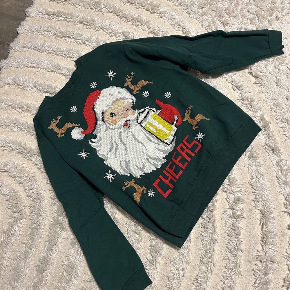 Festive Green Santa Sweater